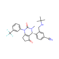 CN1C(=O)N(c2cccc(C(F)(F)F)c2)C2=C(C(=O)CC2)[C@H]1c1ccc(C#N)cc1CNC(C)(C)C ZINC001772580983