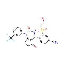 CN1C(=O)N(c2cccc(C(F)(F)F)c2)C2=C(C(=O)CC2)[C@H]1c1ccc(C#N)cc1S(=O)(=O)CCO ZINC001772570594