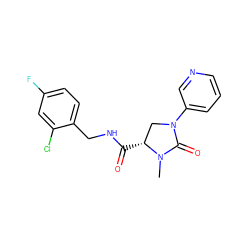 CN1C(=O)N(c2cccnc2)C[C@H]1C(=O)NCc1ccc(F)cc1Cl ZINC000095565695