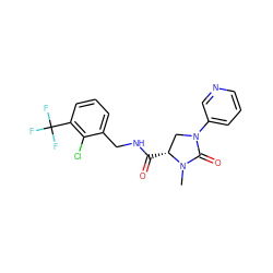 CN1C(=O)N(c2cccnc2)C[C@H]1C(=O)NCc1cccc(C(F)(F)F)c1Cl ZINC000095565868