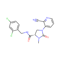 CN1C(=O)N(c2cccnc2C#N)C[C@H]1C(=O)NCc1ccc(Cl)cc1Cl ZINC000095553890