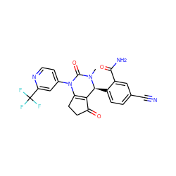 CN1C(=O)N(c2ccnc(C(F)(F)F)c2)C2=C(C(=O)CC2)[C@@H]1c1ccc(C#N)cc1C(N)=O ZINC001772604600