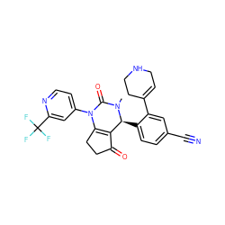 CN1C(=O)N(c2ccnc(C(F)(F)F)c2)C2=C(C(=O)CC2)[C@@H]1c1ccc(C#N)cc1C1=CCNCC1 ZINC001772622043