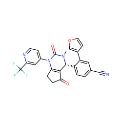 CN1C(=O)N(c2ccnc(C(F)(F)F)c2)C2=C(C(=O)CC2)[C@H]1c1ccc(C#N)cc1-c1ccoc1 ZINC001772597045