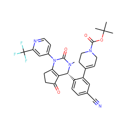 CN1C(=O)N(c2ccnc(C(F)(F)F)c2)C2=C(C(=O)CC2)[C@H]1c1ccc(C#N)cc1C1=CCN(C(=O)OC(C)(C)C)CC1 ZINC001772604645