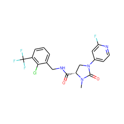 CN1C(=O)N(c2ccnc(F)c2)C[C@H]1C(=O)NCc1cccc(C(F)(F)F)c1Cl ZINC000095565891