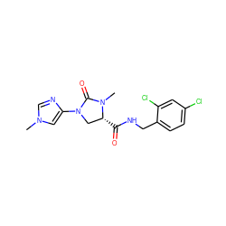 CN1C(=O)N(c2cn(C)cn2)C[C@H]1C(=O)NCc1ccc(Cl)cc1Cl ZINC000095566097