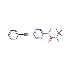 CN1C(=O)N(c2cnc(C#Cc3ccccc3)cn2)CCC1(C)C ZINC000143939016