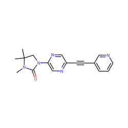 CN1C(=O)N(c2cnc(C#Cc3cccnc3)cn2)CC1(C)C ZINC000143955269