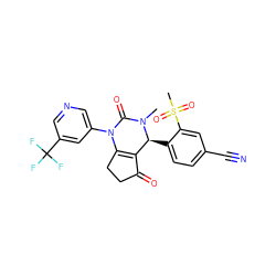 CN1C(=O)N(c2cncc(C(F)(F)F)c2)C2=C(C(=O)CC2)[C@@H]1c1ccc(C#N)cc1S(C)(=O)=O ZINC001772621756