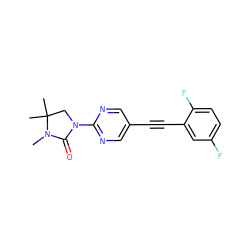 CN1C(=O)N(c2ncc(C#Cc3cc(F)ccc3F)cn2)CC1(C)C ZINC000144981591