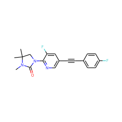 CN1C(=O)N(c2ncc(C#Cc3ccc(F)cc3)cc2F)CC1(C)C ZINC000145069959