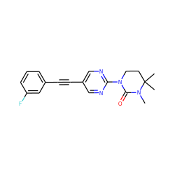 CN1C(=O)N(c2ncc(C#Cc3cccc(F)c3)cn2)CCC1(C)C ZINC000145063618