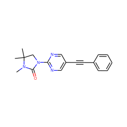 CN1C(=O)N(c2ncc(C#Cc3ccccc3)cn2)CC1(C)C ZINC000144440020