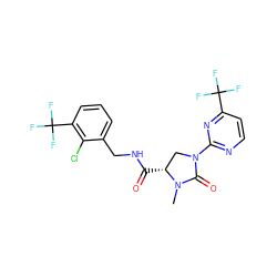 CN1C(=O)N(c2nccc(C(F)(F)F)n2)C[C@H]1C(=O)NCc1cccc(C(F)(F)F)c1Cl ZINC000095553098