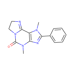 CN1C(=O)N2CCN=C2c2c1nc(-c1ccccc1)n2C ZINC000013475231