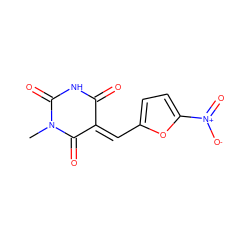 CN1C(=O)NC(=O)/C(=C\c2ccc([N+](=O)[O-])o2)C1=O ZINC000017043467