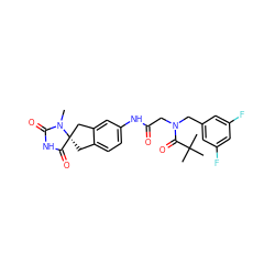 CN1C(=O)NC(=O)[C@@]12Cc1ccc(NC(=O)CN(Cc3cc(F)cc(F)c3)C(=O)C(C)(C)C)cc1C2 ZINC000045255500