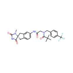 CN1C(=O)NC(=O)[C@@]12Cc1ccc(NC(=O)CN(Cc3ccc(C(F)(F)F)cc3)C(=O)C(C)(C)C)cc1C2 ZINC000049709350