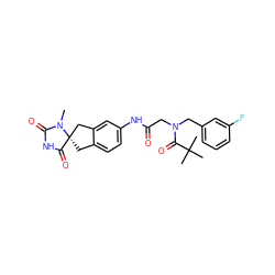 CN1C(=O)NC(=O)[C@@]12Cc1ccc(NC(=O)CN(Cc3cccc(F)c3)C(=O)C(C)(C)C)cc1C2 ZINC000045287624