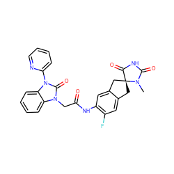 CN1C(=O)NC(=O)[C@]12Cc1cc(F)c(NC(=O)Cn3c(=O)n(-c4ccccn4)c4ccccc43)cc1C2 ZINC000049113331