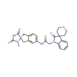 CN1C(=O)NC(=O)[C@]12Cc1ccc(NC(=O)CN3C(=O)C4(CCOCC4)c4ccccc43)cc1C2 ZINC000040934852