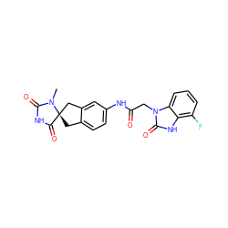 CN1C(=O)NC(=O)[C@]12Cc1ccc(NC(=O)Cn3c(=O)[nH]c4c(F)cccc43)cc1C2 ZINC000040891653