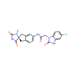 CN1C(=O)NC(=O)[C@]12Cc1ccc(NC(=O)Cn3c(=O)[nH]c4cc(Cl)ccc43)cc1C2 ZINC000040891719