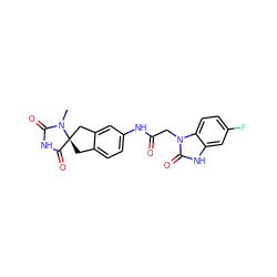 CN1C(=O)NC(=O)[C@]12Cc1ccc(NC(=O)Cn3c(=O)[nH]c4cc(F)ccc43)cc1C2 ZINC000045498351