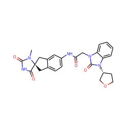 CN1C(=O)NC(=O)[C@]12Cc1ccc(NC(=O)Cn3c(=O)n([C@@H]4CCOC4)c4ccccc43)cc1C2 ZINC000036177998