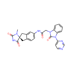 CN1C(=O)NC(=O)[C@]12Cc1ccc(NC(=O)Cn3c(=O)n(-c4ccncn4)c4ccccc43)cc1C2 ZINC000038660861