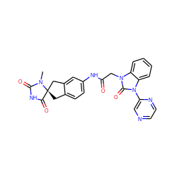 CN1C(=O)NC(=O)[C@]12Cc1ccc(NC(=O)Cn3c(=O)n(-c4cnccn4)c4ccccc43)cc1C2 ZINC000036178028