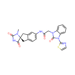 CN1C(=O)NC(=O)[C@]12Cc1ccc(NC(=O)Cn3c(=O)n(-c4nccs4)c4ccccc43)cc1C2 ZINC000034176825