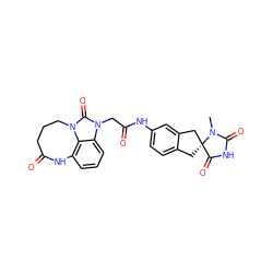 CN1C(=O)NC(=O)[C@]12Cc1ccc(NC(=O)Cn3c(=O)n4c5c(cccc53)NC(=O)CCC4)cc1C2 ZINC000035850775