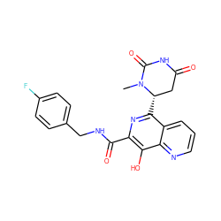 CN1C(=O)NC(=O)C[C@@H]1c1nc(C(=O)NCc2ccc(F)cc2)c(O)c2ncccc12 ZINC000028528073