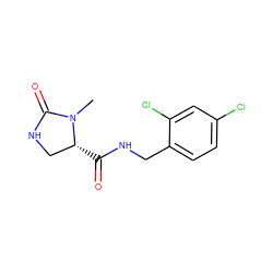 CN1C(=O)NC[C@H]1C(=O)NCc1ccc(Cl)cc1Cl ZINC000064526923