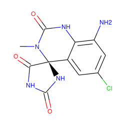 CN1C(=O)Nc2c(N)cc(Cl)cc2[C@@]12NC(=O)NC2=O ZINC000013456034