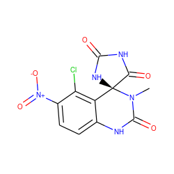 CN1C(=O)Nc2ccc([N+](=O)[O-])c(Cl)c2[C@@]12NC(=O)NC2=O ZINC000013455980