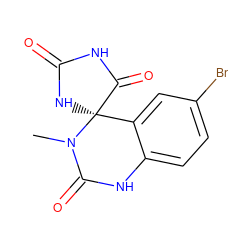 CN1C(=O)Nc2ccc(Br)cc2[C@@]12NC(=O)NC2=O ZINC000013455896