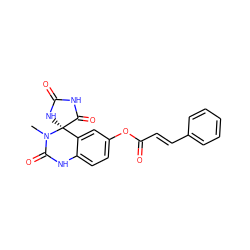 CN1C(=O)Nc2ccc(OC(=O)/C=C/c3ccccc3)cc2[C@@]12NC(=O)NC2=O ZINC000013455932