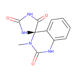 CN1C(=O)Nc2ccccc2[C@]12NC(=O)NC2=O ZINC000013455813