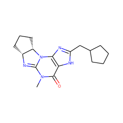 CN1C(=O)c2[nH]c(CC3CCCC3)nc2N2C1=N[C@@H]1CCC[C@@H]12 ZINC000013763685