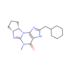 CN1C(=O)c2[nH]c(CC3CCCCC3)nc2N2C1=N[C@@H]1CCC[C@@H]12 ZINC000013763694