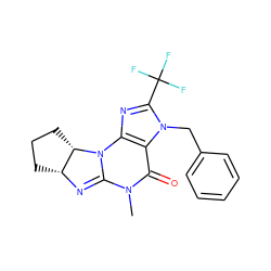 CN1C(=O)c2c(nc(C(F)(F)F)n2Cc2ccccc2)N2C1=N[C@@H]1CCC[C@@H]12 ZINC000013763697