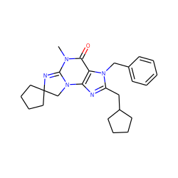 CN1C(=O)c2c(nc(CC3CCCC3)n2Cc2ccccc2)N2CC3(CCCC3)N=C12 ZINC000013763688