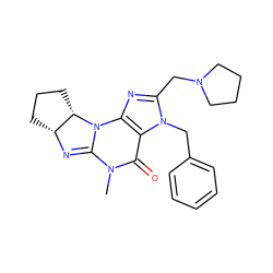 CN1C(=O)c2c(nc(CN3CCCC3)n2Cc2ccccc2)N2C1=N[C@@H]1CCC[C@@H]12 ZINC000013763726