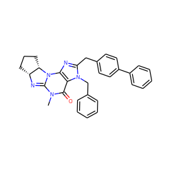 CN1C(=O)c2c(nc(Cc3ccc(-c4ccccc4)cc3)n2Cc2ccccc2)N2C1=N[C@@H]1CCC[C@@H]12 ZINC000013763711