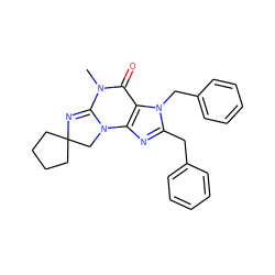 CN1C(=O)c2c(nc(Cc3ccccc3)n2Cc2ccccc2)N2CC3(CCCC3)N=C12 ZINC000013763709