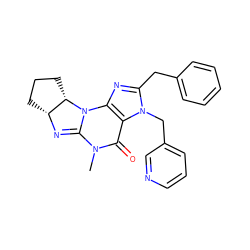 CN1C(=O)c2c(nc(Cc3ccccc3)n2Cc2cccnc2)N2C1=N[C@@H]1CCC[C@@H]12 ZINC000012360840