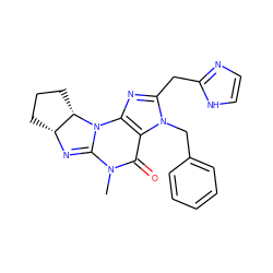 CN1C(=O)c2c(nc(Cc3ncc[nH]3)n2Cc2ccccc2)N2C1=N[C@@H]1CCC[C@@H]12 ZINC000013763731